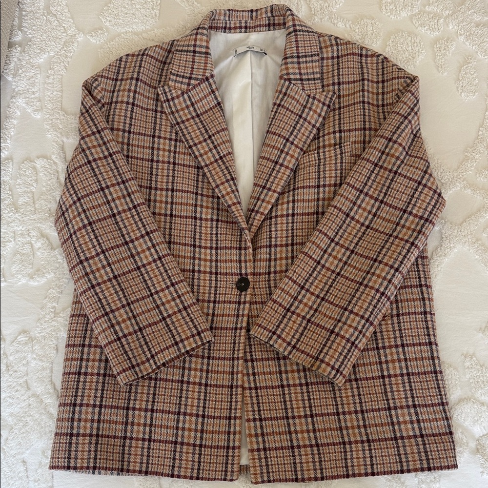 Mango Multicolor Plaid Blazer